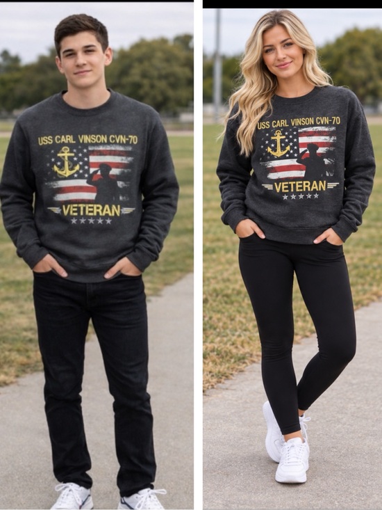 Port and Company Other - 🔥 NWT Port & company USS Carl Vinson CVN-19 veteran gray fleece unisex sweater